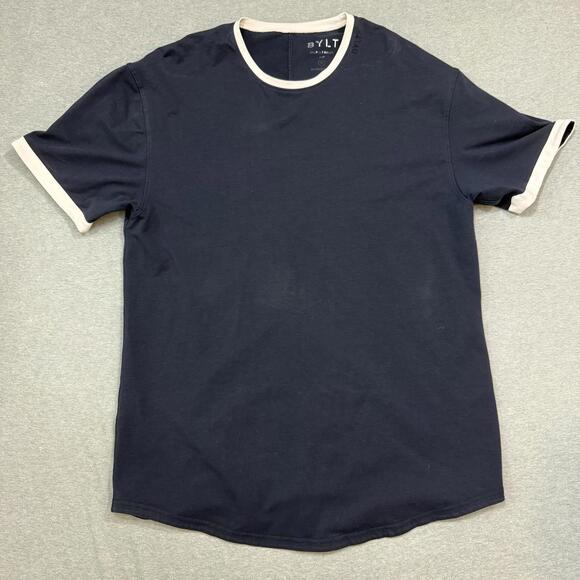 Other - BYLT Premium Basics Drop Cut Ringer LUX T Shirt Mens XL Navy White Trim